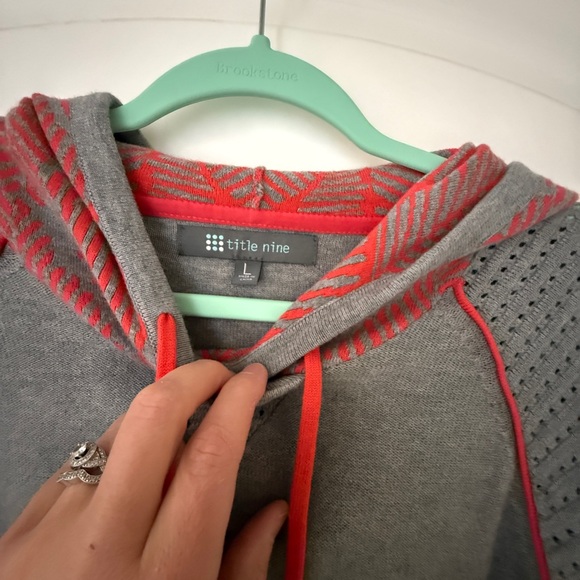 Title Nine Gray and Pink Women's Hoodie - Picture 3 of 5